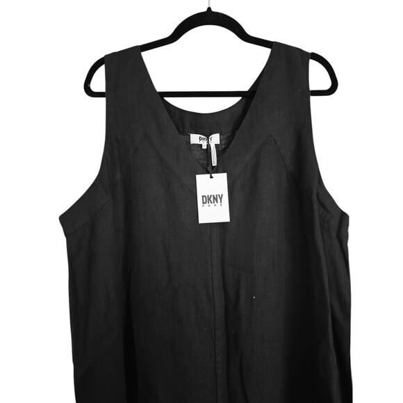 DKNY Pure Linen V-neck Maxi Dress size XL, Black | NEW $115 - Picture 6 of 7